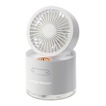 Aigostar - Беспроводной настольный мини-вентилятор с увлажнителем воздуха 10W/5V белый