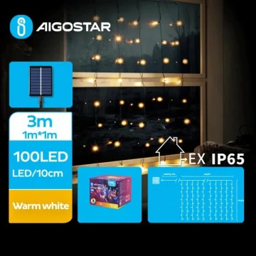 Aigostar - Светодиодная рождественская гирлянда на солнечной батарее 100xLED/8 функций 4x1 м IP65 теплый белый