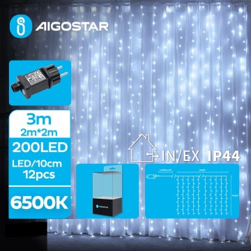 Aigostar - Светодиодная уличная рождественская гирлянда 200xLED/8 функций 5x2 м IP44 холодный белый