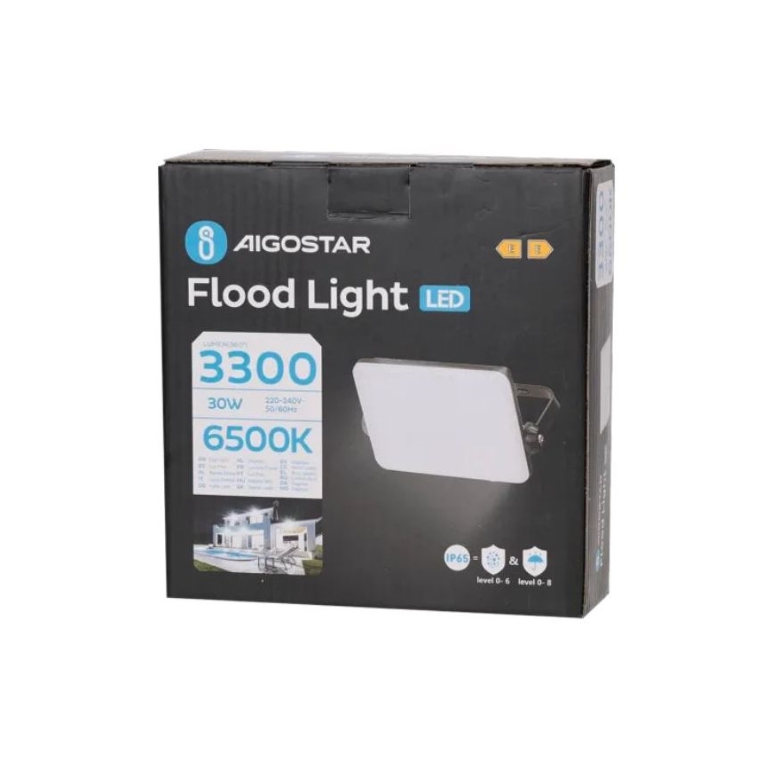 Aigostar - Светодиодный прожектор LED/30W/230V 6500K IP65 черный