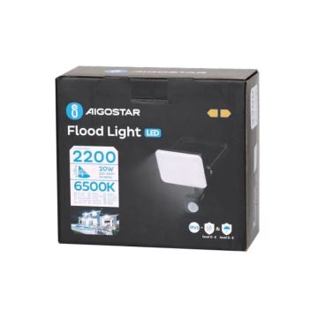 Aigostar - Светодиодный прожектор с датчиком LED/20W/230V 6500K IP65 черный