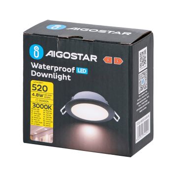 Aigostar - Светодиодный встроенный светильник для ванной комнаты LED/4,8W/230V 3000K черный IP65