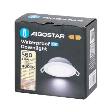 Aigostar - Светодиодный встроенный светильник для ванной комнаты LED/4,8W/230V 4000K белый IP65