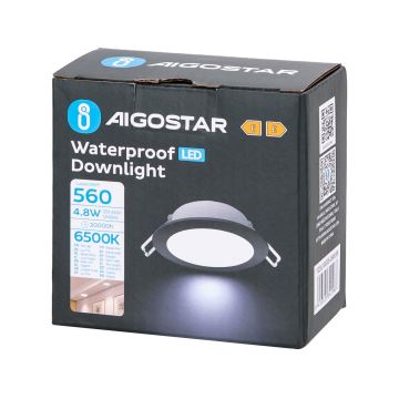 Aigostar - Светодиодный встроенный светильник для ванной комнаты LED/4,8W/230V 6500K черный IP65