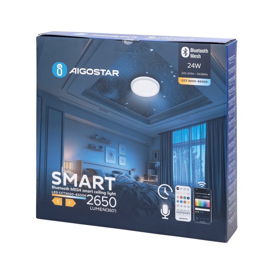 Aigostar - Світлодіодний стельовий світильник для ванної кімнати LED/24W/230V 3000-6500K IP44 + пульт дистанційного керування