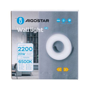 Aigostar - Уличный светодиодный настенный светильник LED/20W/230V 6500K IP65 черный