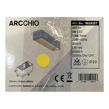 Arcchio - Светодиодный настенный светильник KARAM LED/6W/230V