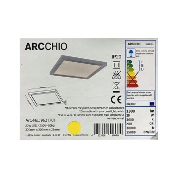 Arcchio - Светодиодный потолочный светильник с регулированием яркости SOLVIE LED/20W/230V