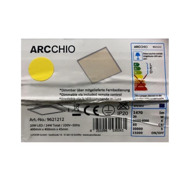Arcchio - Світлодіодний стельовий світильник з регулюванням яскравості PHILIA LED/20W/230V 3000-6000K + дистанційне керування