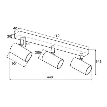 Argon 1474 - Точечный светильник LAGOS 3xGU10/5W/230V латунь/черный