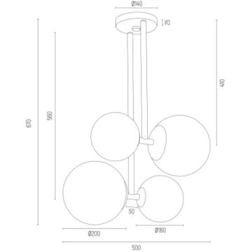 Argon 1739 - Люстра на штанге MORITZ 4xE27/15W/230V