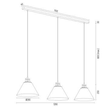 Argon 6173 - Люстра на тросе ORTE 3xE27/15W/230V белая