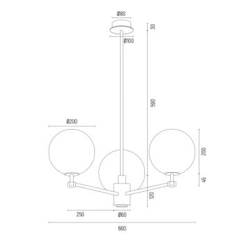 Argon 6310 - Люстра на штанге PALOMA 3xE14/7W/230V золотистый/черный