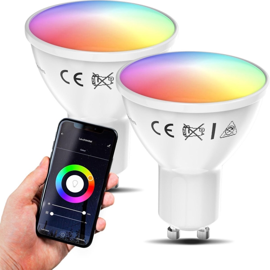 B.K. Licht 1263 - НАБОР 2x Светодиодная RGB-лампочка с регулированием яркости GU10/5,5W/230V Wi-Fi Tuya