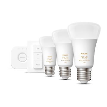 Базовий набір Philips Hue White Ambiance 3xE27/8W 2200-6500K + пристрій для підключення і пульт дистанційного керування