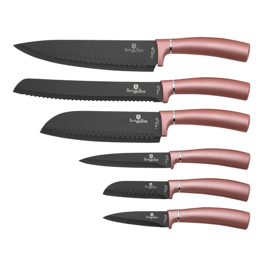 BerlingerHaus - Набір ножів з нержавіючої сталі 6 шт. рожеве золото/чорний