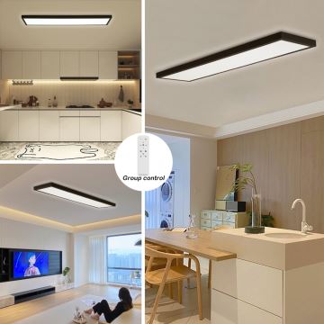 Brilagi - Стельовий LED світильник для ванної з регулюванням яскравості FRAME SMART LED/50W/230V 3000-6000K IP44 чорний + пульт дистанційного керування