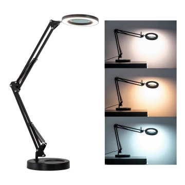 Brilagi - Настільна LED лампа з регулюванням яскравості та із лупою LENS LED/12W/5V 3000/4200/6000K чорний