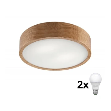 Brilagi - Стельовий LED світильник CARVALHO 2xE27/60W/230V дуб діаметр 37,5 см