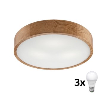 Brilagi - Стельовий LED світильник CARVALHO 3xE27/60W/230V дуб діаметр 47,5 см