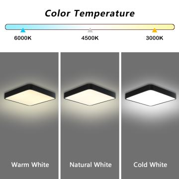 Brilagi - Стельовий LED світильник POOL LED/36W/230V 3000/4500/6000K 40x40 см чорний