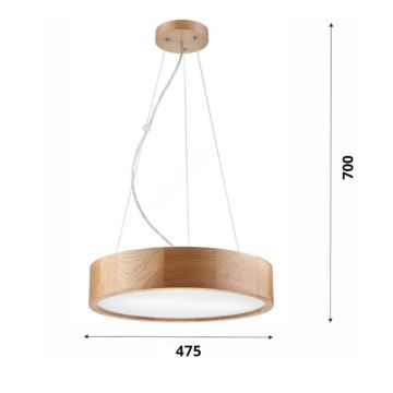 Brilagi - Светодиодная подвесная люстра CARVALHO 3xE27/60W/230V дуб диаметр 47,5 см