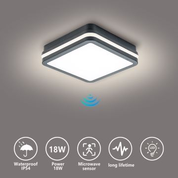 Brilagi - Светодиодный уличный светильник с датчиком BENE LED/18W/230V 22x22 см IP54