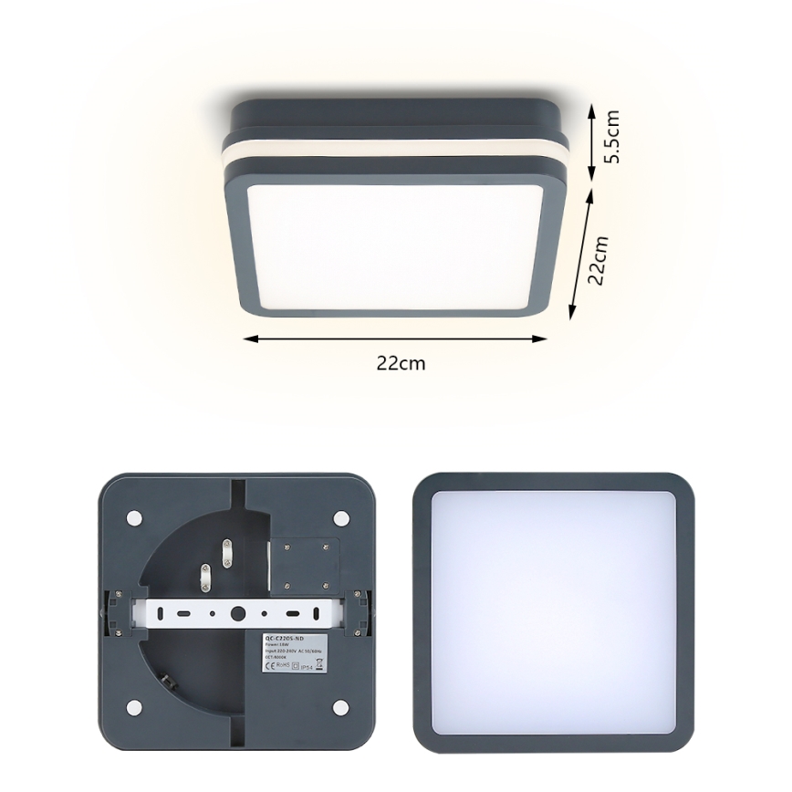 Brilagi - Светодиодный уличный светильник с датчиком BENE LED/18W/230V 22x22 см IP54