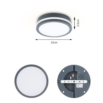 Brilagi - Светодиодный уличный светильник с датчиком BENE LED/18W/230V диаметр 22 см IP54