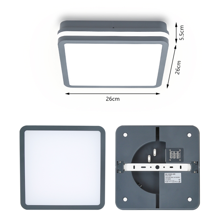 Brilagi - Світлодіодний вуличний світильник BENE LED/24W/230V 26x26 см антрацит IP54