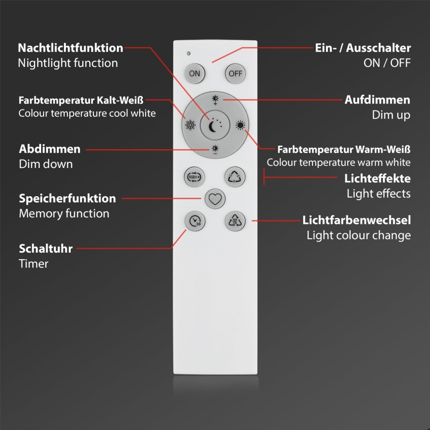 Brilo - LED RGBW Настільна лампа з регулюванням яскравості LED/9W/230V 3000-6500K Wi-Fi Tuya + пульт дистанційного керування