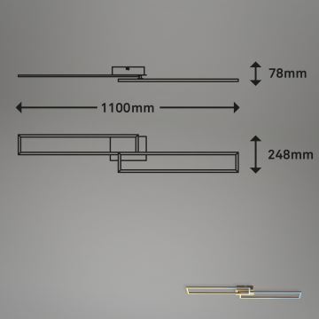 Brilo - Пристельова LED люстра з регулюванням яскравості FRAME 2xLED/20W/230V 2700-5000K + пульт дистанційного керування