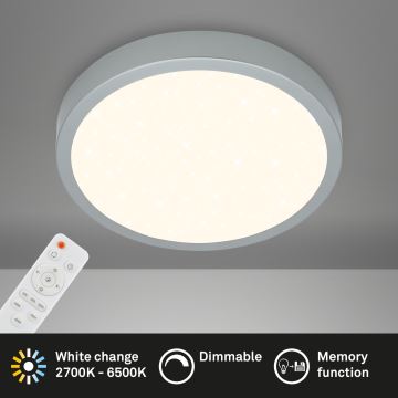 Briloner 3704-014-Светодиодный потолочный светильник с регулированием яркости RUNA LED/22W/230V 2700-6500K серебристый + дистанционное управление