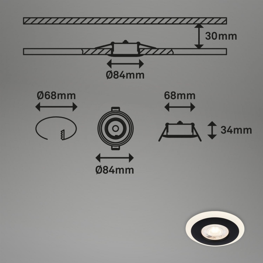 Briloner 7039-035 - НАБОР 3x Светодиодный встроенный светильник для ванной комнаты LED/5W/230V IP44