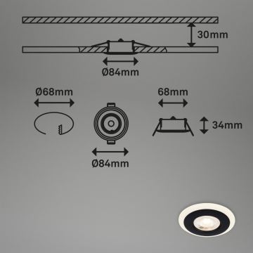 Briloner 7039-035 - НАБІР 3x Вбудований стельовий LED світильник для ванної LED/5W/230V IP44