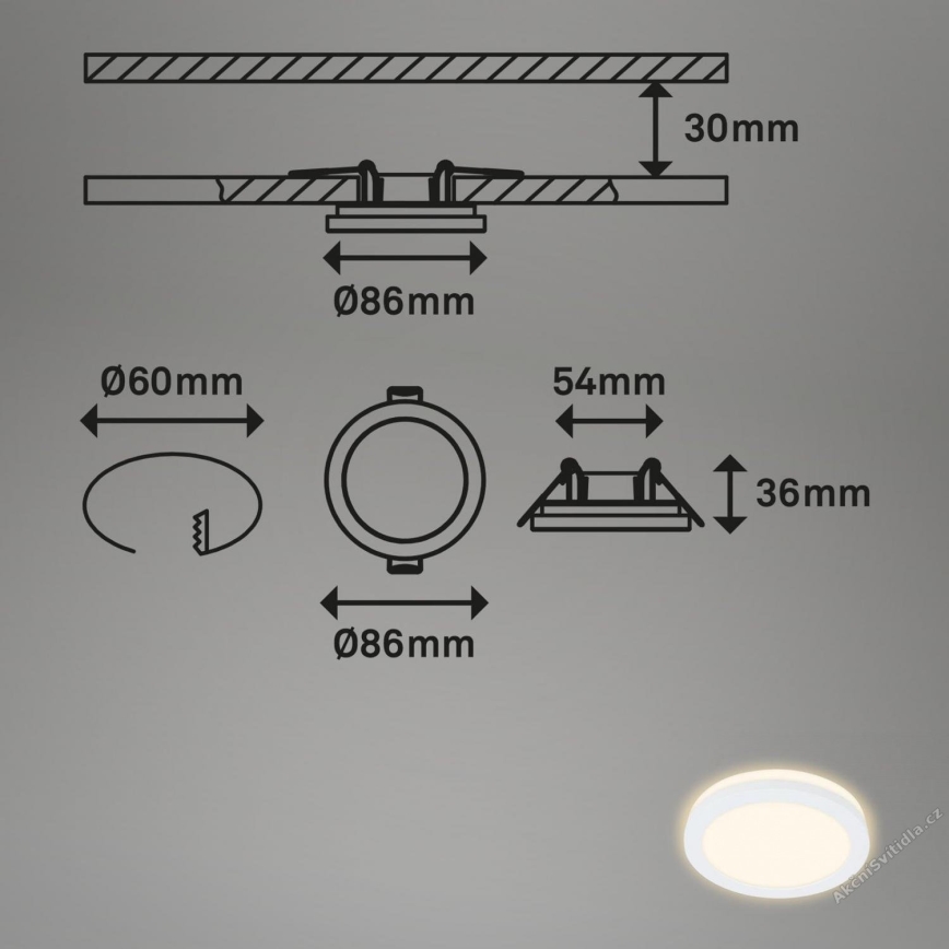 Briloner 7055-036 - НАБОР 3x Светодиодный встроенный светильник для ванной комнаты LED/3W/230V IP44