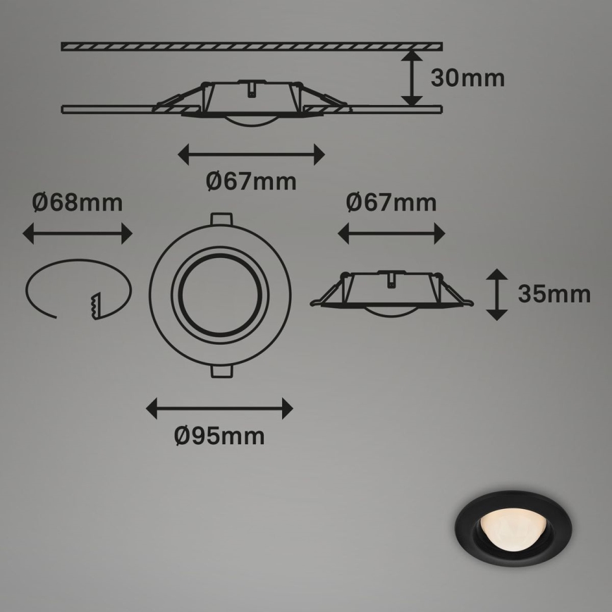 Briloner 7056-035 - НАБОР 3x Светодиодный встроенный светильник для ванной комнаты LED/3W/230V IP44