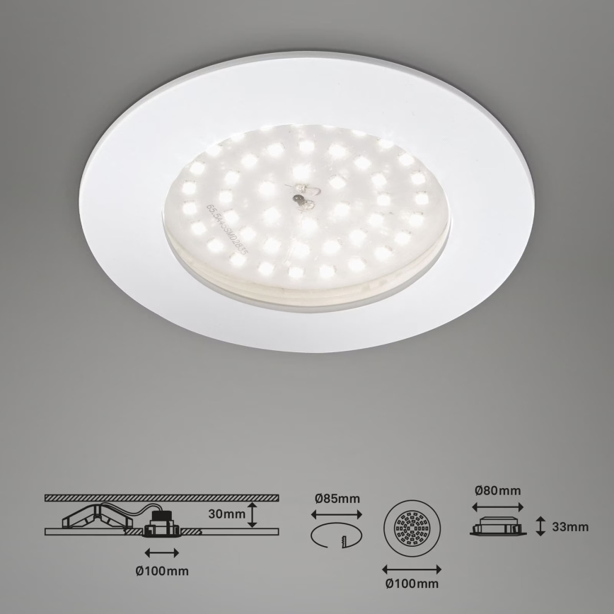 Briloner 7206-016 - Вбудований стельовий LED світильник для ванної LED/10,5W/230V IP44