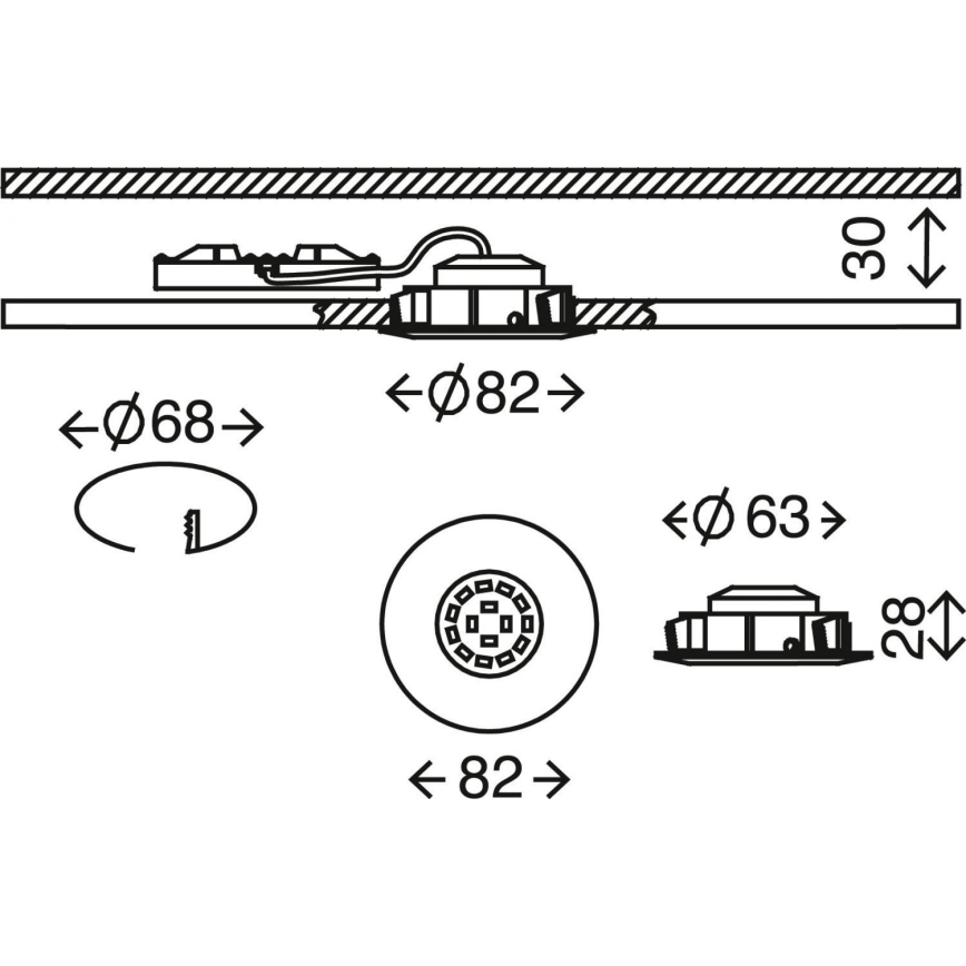 Briloner 7209-012 - Вбудований стельовий LED світильник для ванної LED/5W/230V IP23