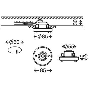 Briloner 7214-012 - Вбудований стельовий LED світильник для ванної ATTACH LED/5W/230V IP44