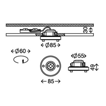 Briloner 7214-019 - Вбудований стельовий LED світильник для ванної ATTACH LED/5W/230V IP44 3000K круглий