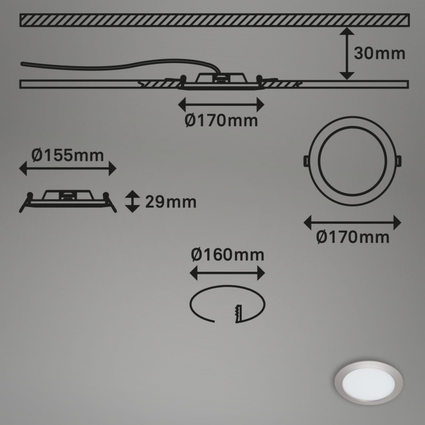 Briloner 7286-012 - Светодиодный встроенный светильник для ванной комнаты LED/12W/230V IP44