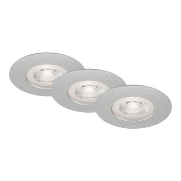 Briloner- НАБІР 3x Вбудований стельовий LED світильник для ванної LED/4,9W/230V IP44 срібний