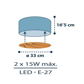 Dalber 41746 - Дитячий стельовий світильник BASKET 2xE27/15W/230V