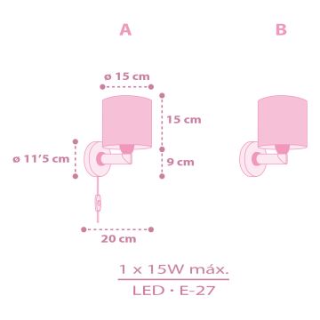 Dalber 42499 - Детский настенный светильник FAIRY DREAMS 1xE27/15W/230V