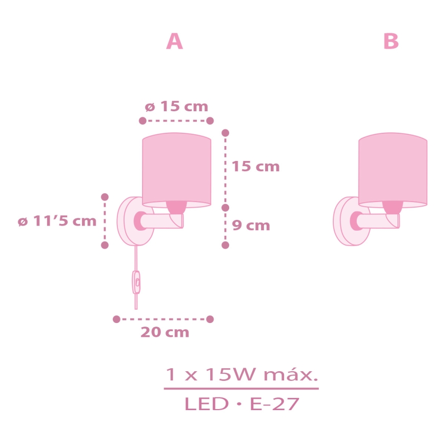 Dalber 42499 - Дитячий настінний світильник FAIRY DREAMS 1xE27/15W/230V