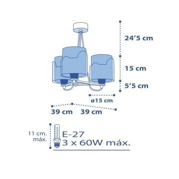 Dalber 61337T - Дитяча люстра LITTLE СЛОН 3xE27/60W/230V
