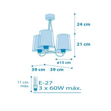 Dalber 81197T - Дитяча люстра LIGHT FEELING 3xE27/60W/230V