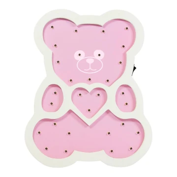 Детская светодиодная лампа «Медведь» LED/2xAA розовая