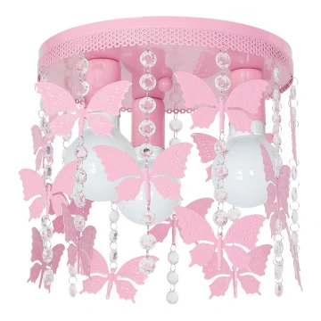 Детский потолочный светильник ELZA butterflies 3xE27/60W/230V розовый